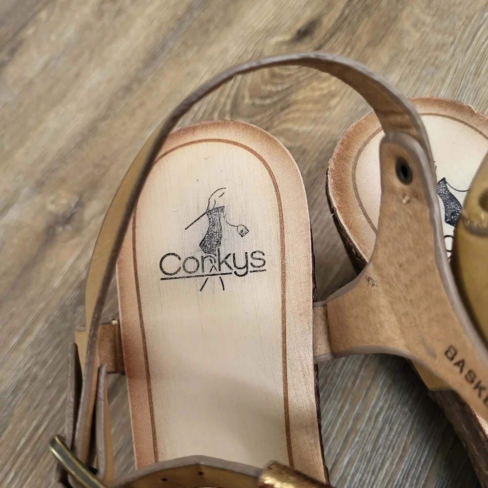 Corkys Basket Sandal Womens 10 Weave Leather 3